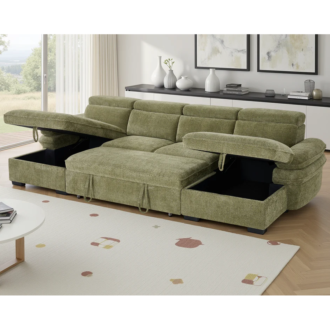 Textured Fabric Sofa Bed U Shape Corner - Hudson