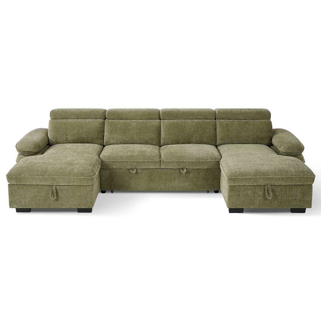 Textured Fabric Sofa Bed U Shape Corner - Hudson