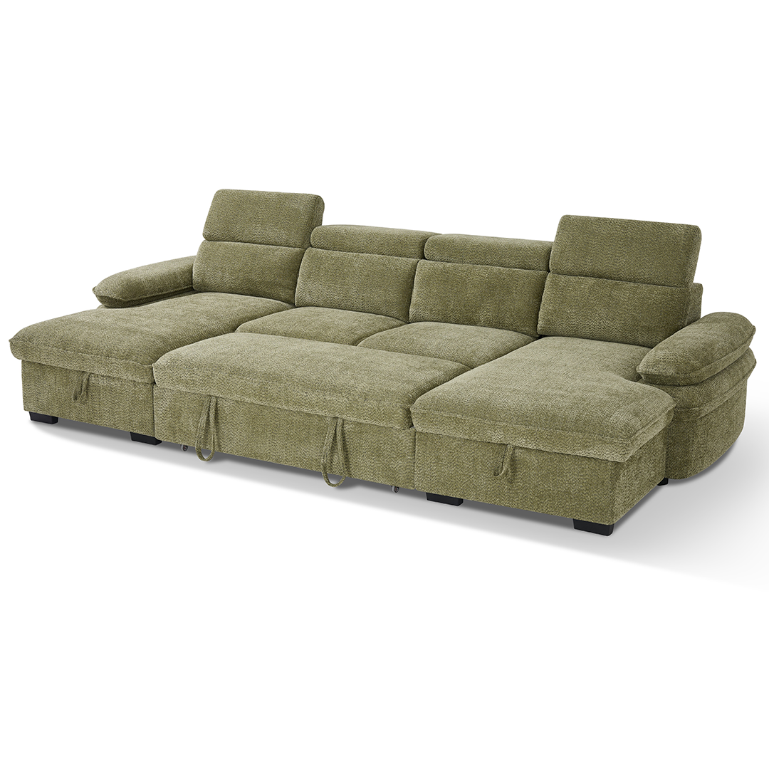 Textured Fabric Sofa Bed U Shape Corner - Hudson