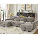 Textured Fabric Sofa Bed U Shape Corner - Hudson