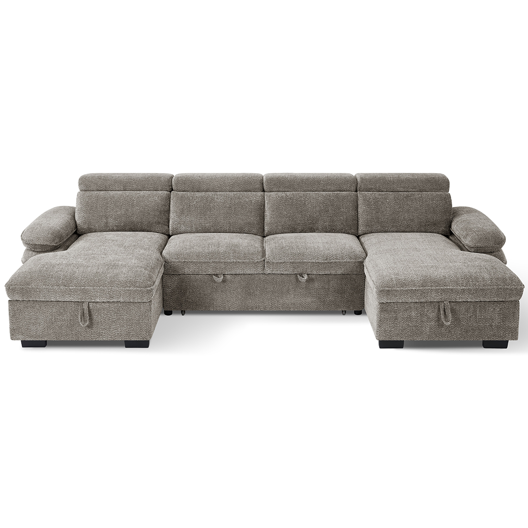 Textured Fabric Sofa Bed U Shape Corner - Hudson