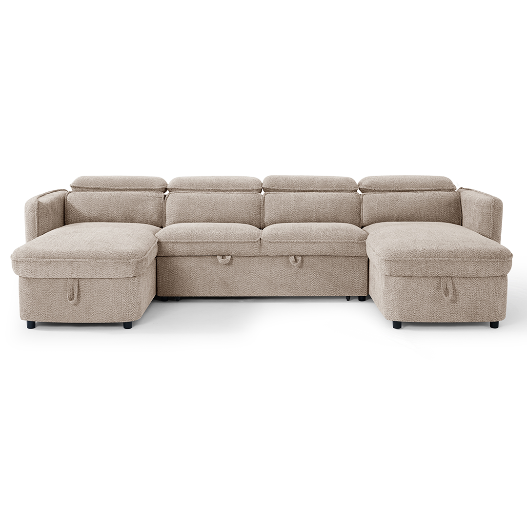 Textured Fabric Sofa Bed Corner U Shape - Capri