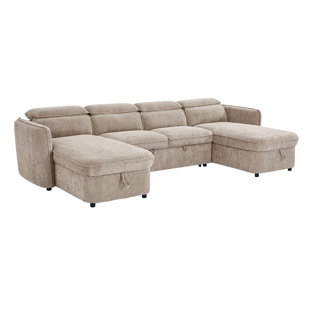 Textured Fabric Sofa Bed Corner U Shape - Capri