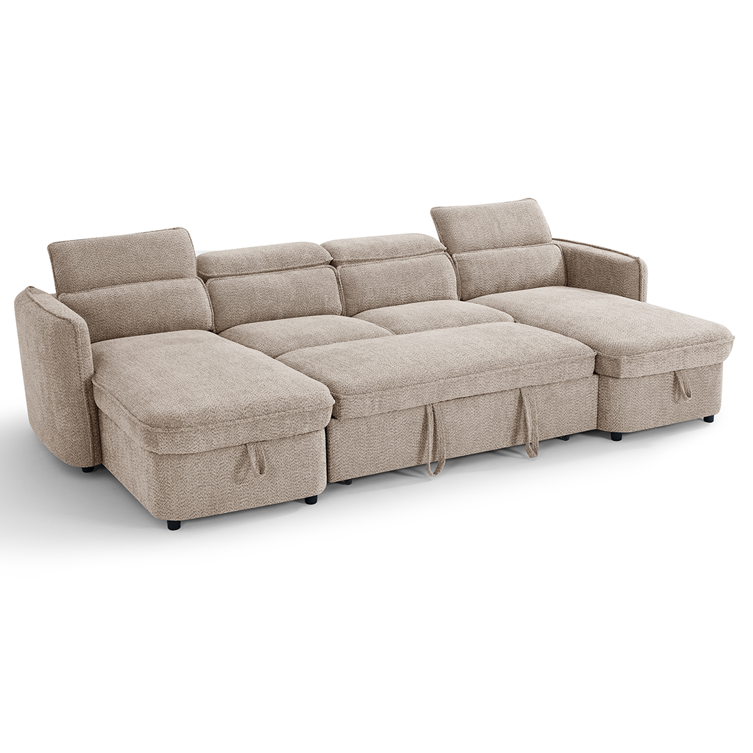 Textured Fabric Sofa Bed Corner U Shape - Capri