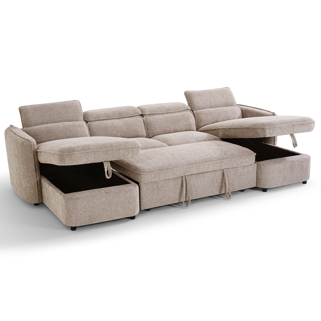 Textured Fabric Sofa Bed Corner U Shape - Capri