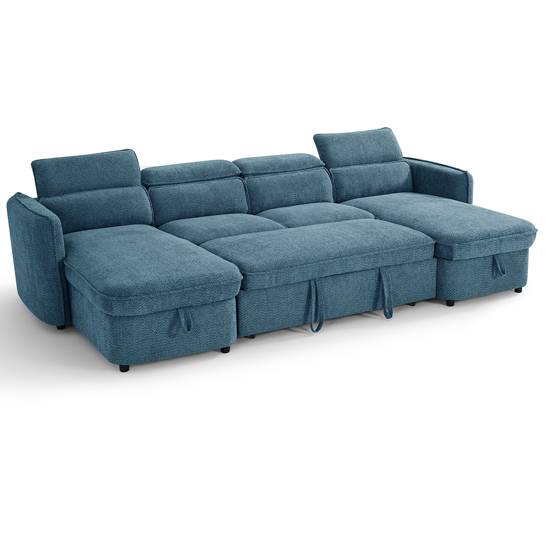 Textured Fabric Sofa Bed Corner U Shape - Capri
