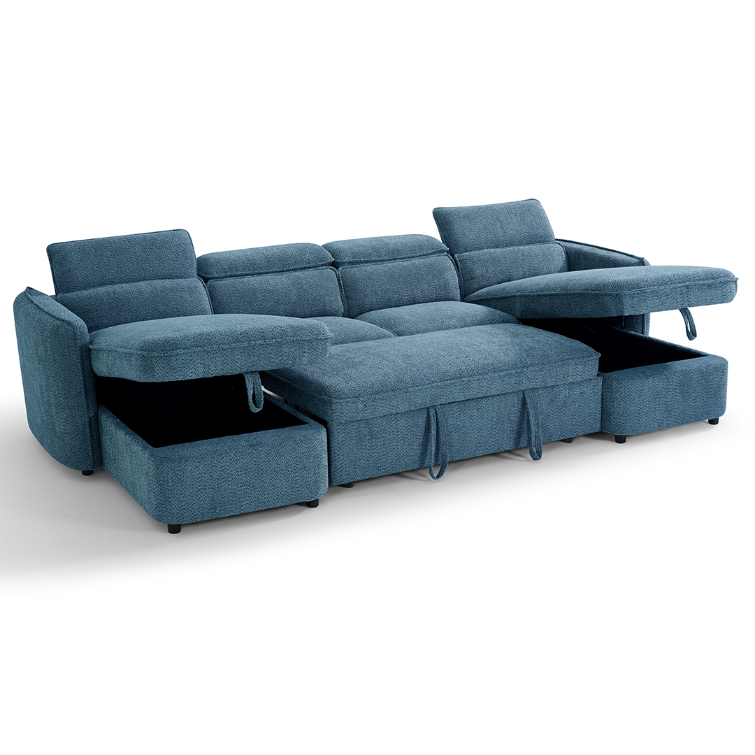 Textured Fabric Sofa Bed Corner U Shape - Capri