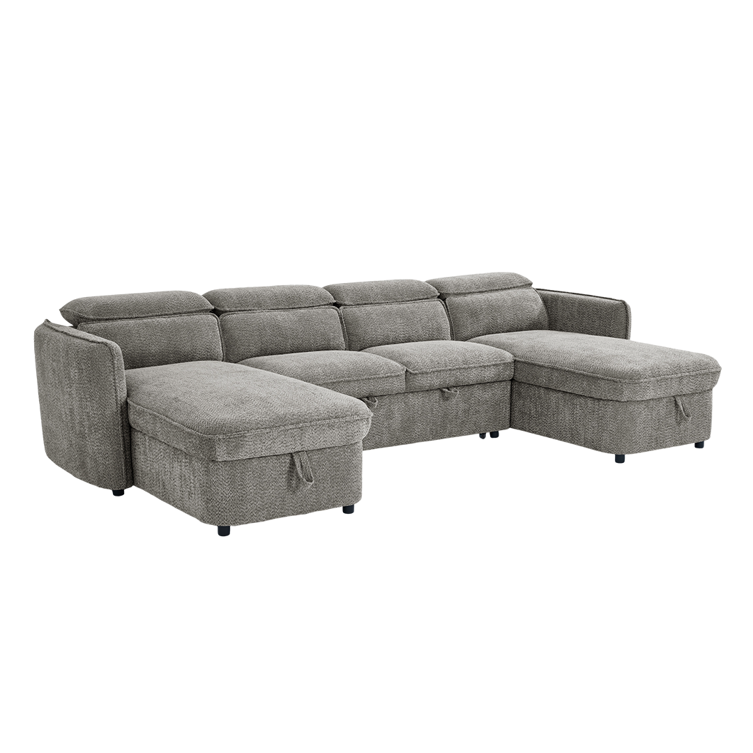 Textured Fabric Sofa Bed Corner U Shape - Capri