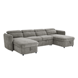 Textured Fabric Sofa Bed Corner U Shape - Capri