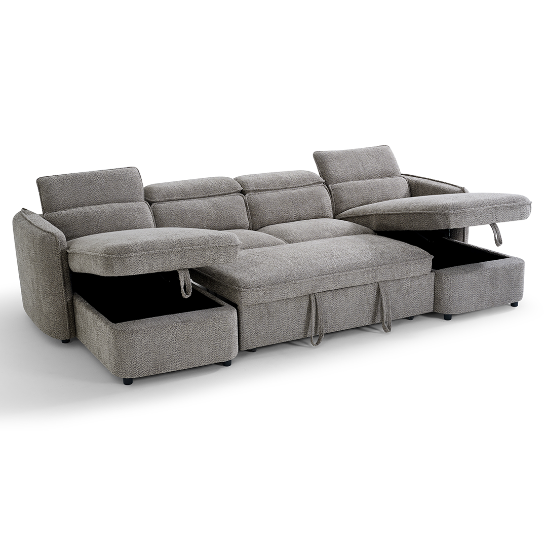 Textured Fabric Sofa Bed Corner U Shape - Capri