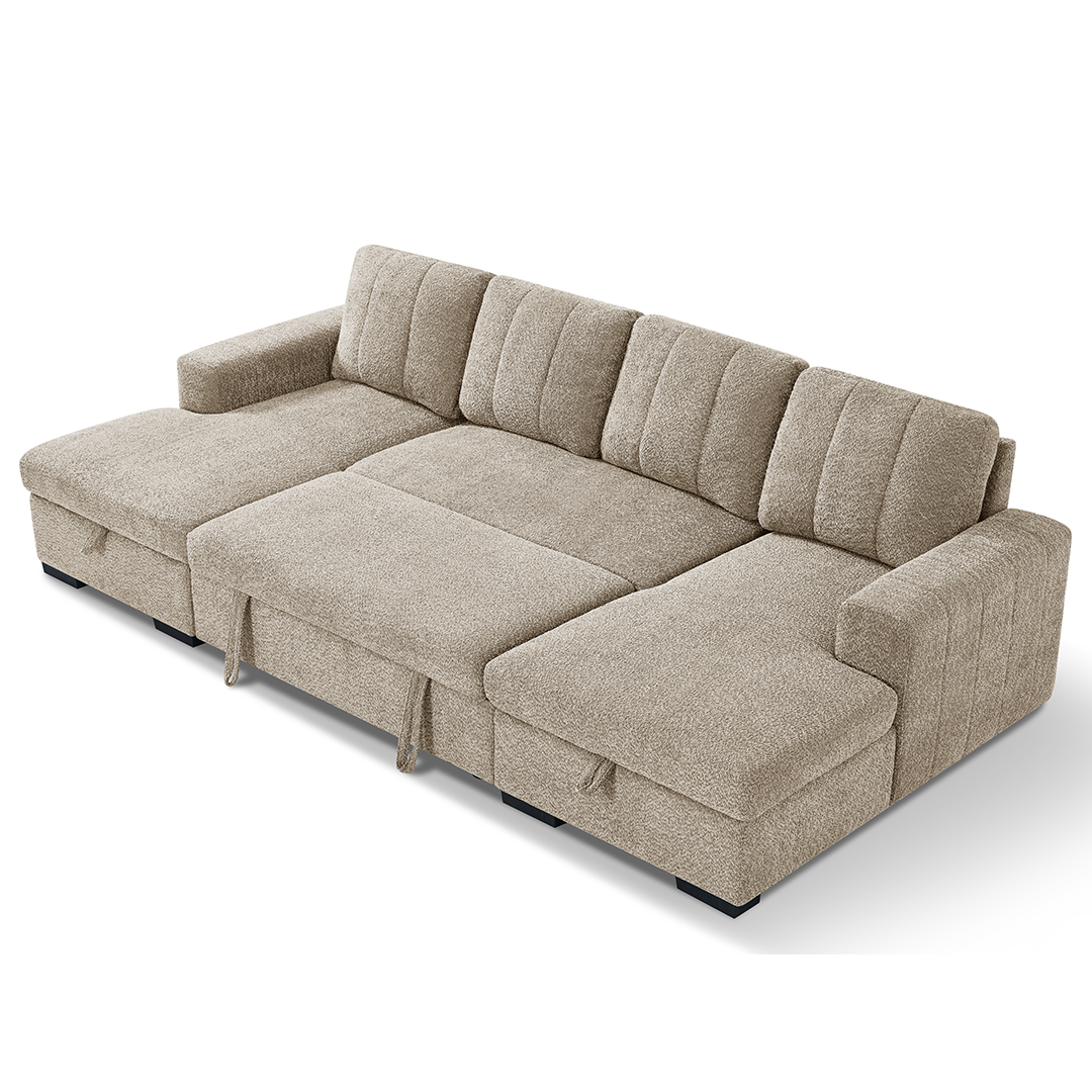 Textured Fabric Sofa Bed Corner U Shape - Como