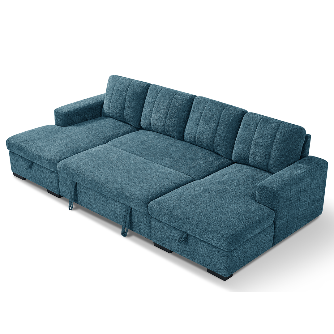 Textured Fabric Sofa Bed Corner U Shape - Como