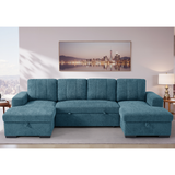 Textured Fabric Sofa Bed Corner U Shape - Como