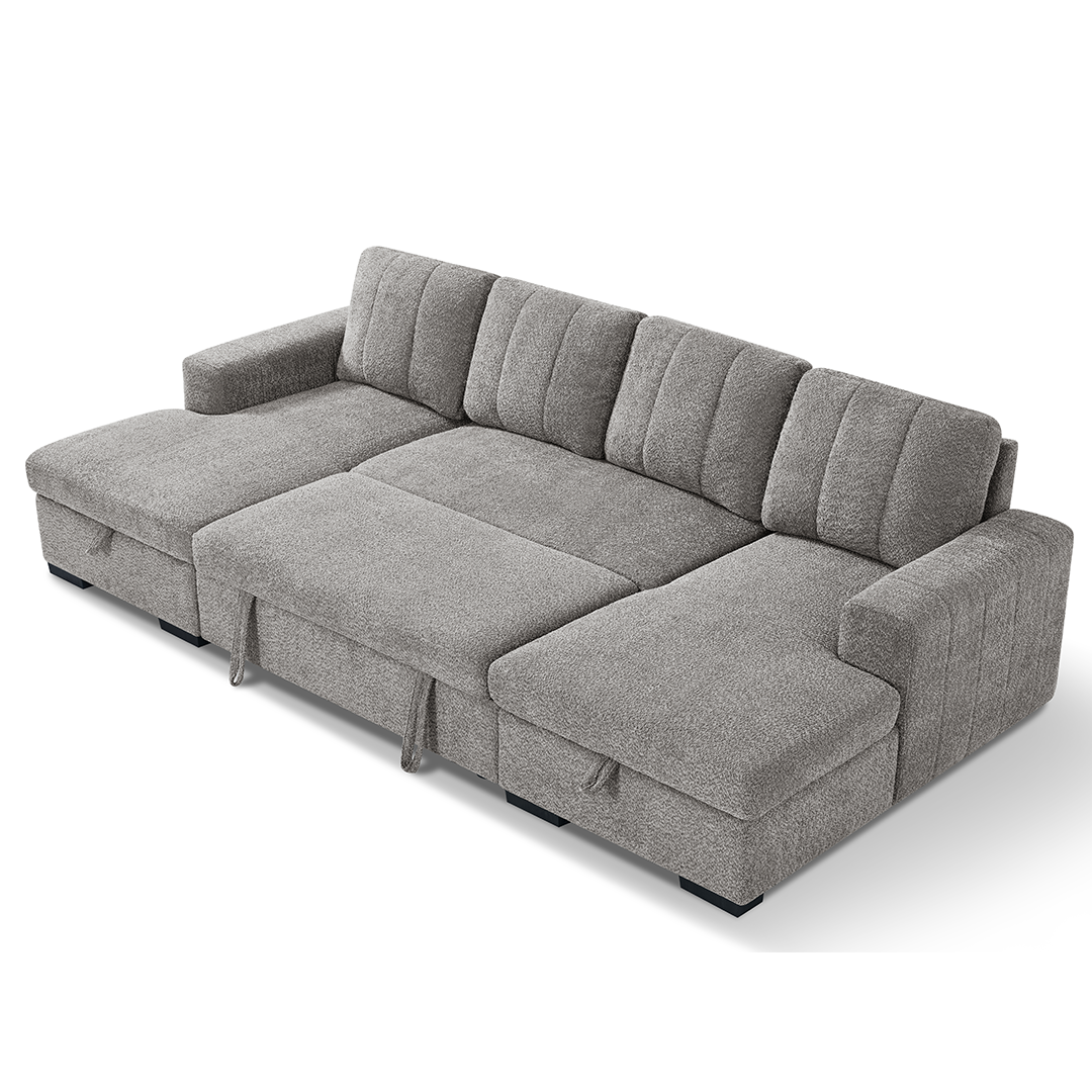 Textured Fabric Sofa Bed Corner U Shape - Como