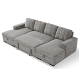 Textured Fabric Sofa Bed Corner U Shape - Como