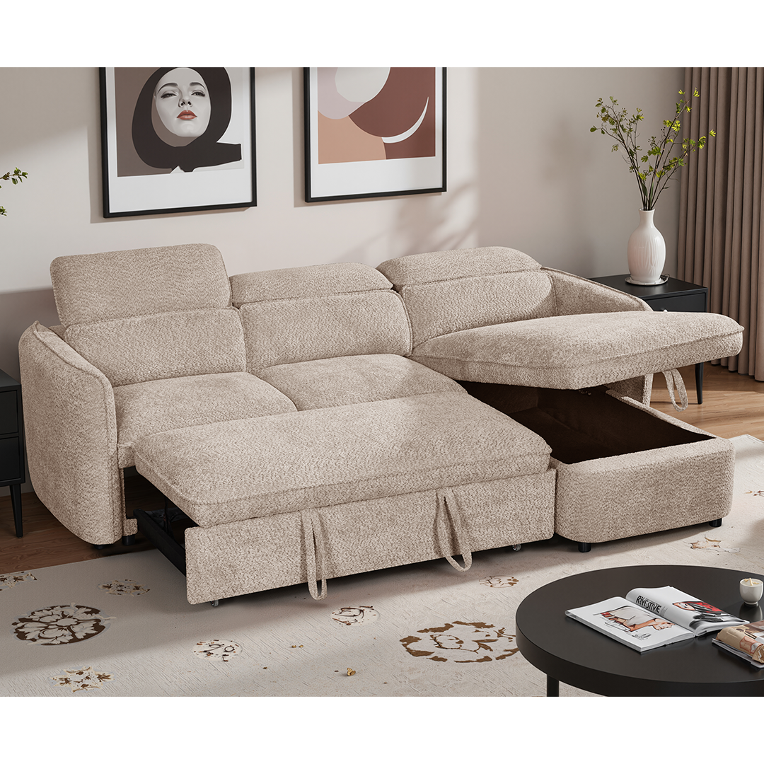 Textured Fabric Sofa Bed Corner Universal - Capri