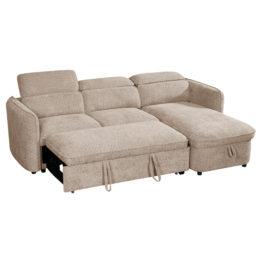 Textured Fabric Sofa Bed Corner Universal - Capri