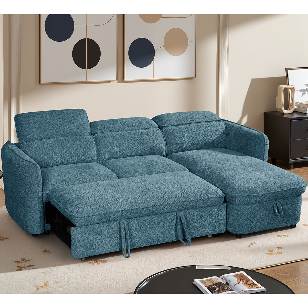 Textured Fabric Sofa Bed Corner Universal - Capri