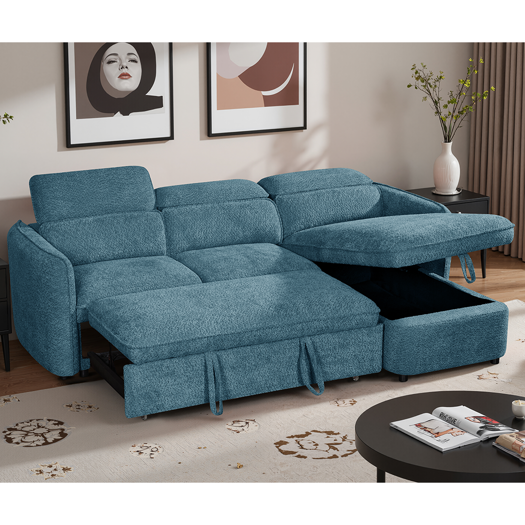 Textured Fabric Sofa Bed Corner Universal - Capri