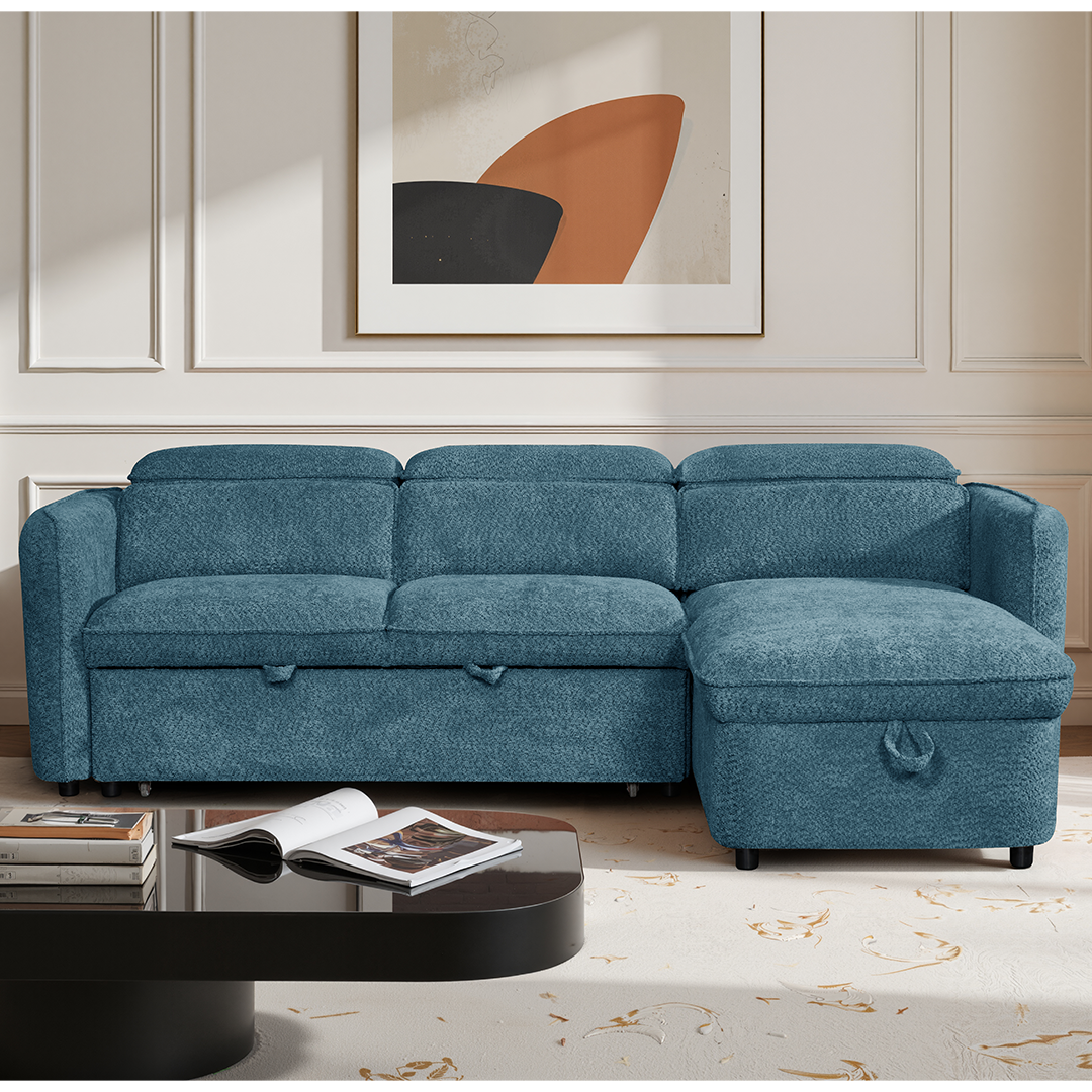 Textured Fabric Sofa Bed Corner Universal - Capri