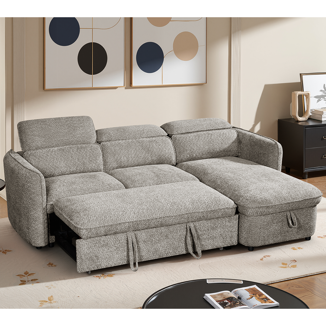 Textured Fabric Sofa Bed Corner Universal - Capri