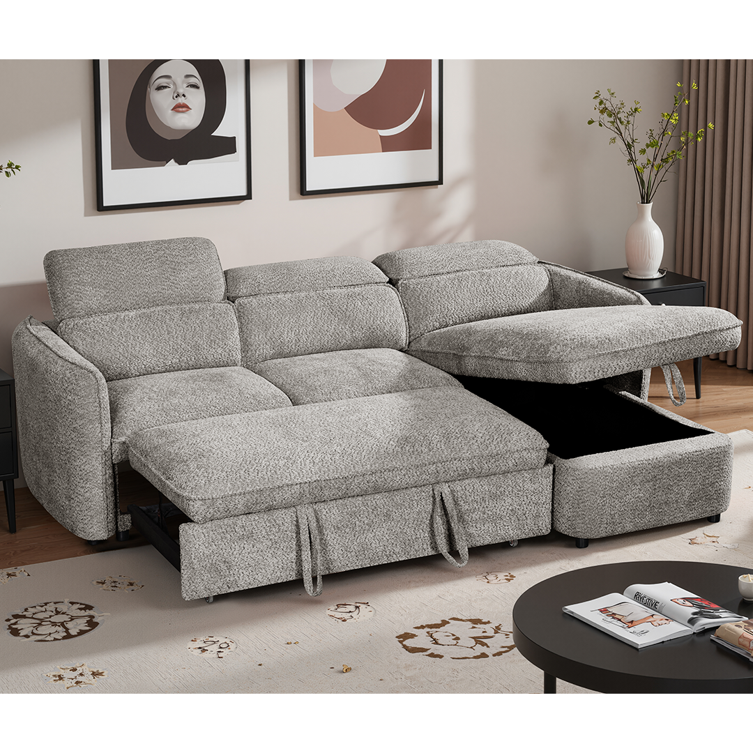 Textured Fabric Sofa Bed Corner Universal - Capri