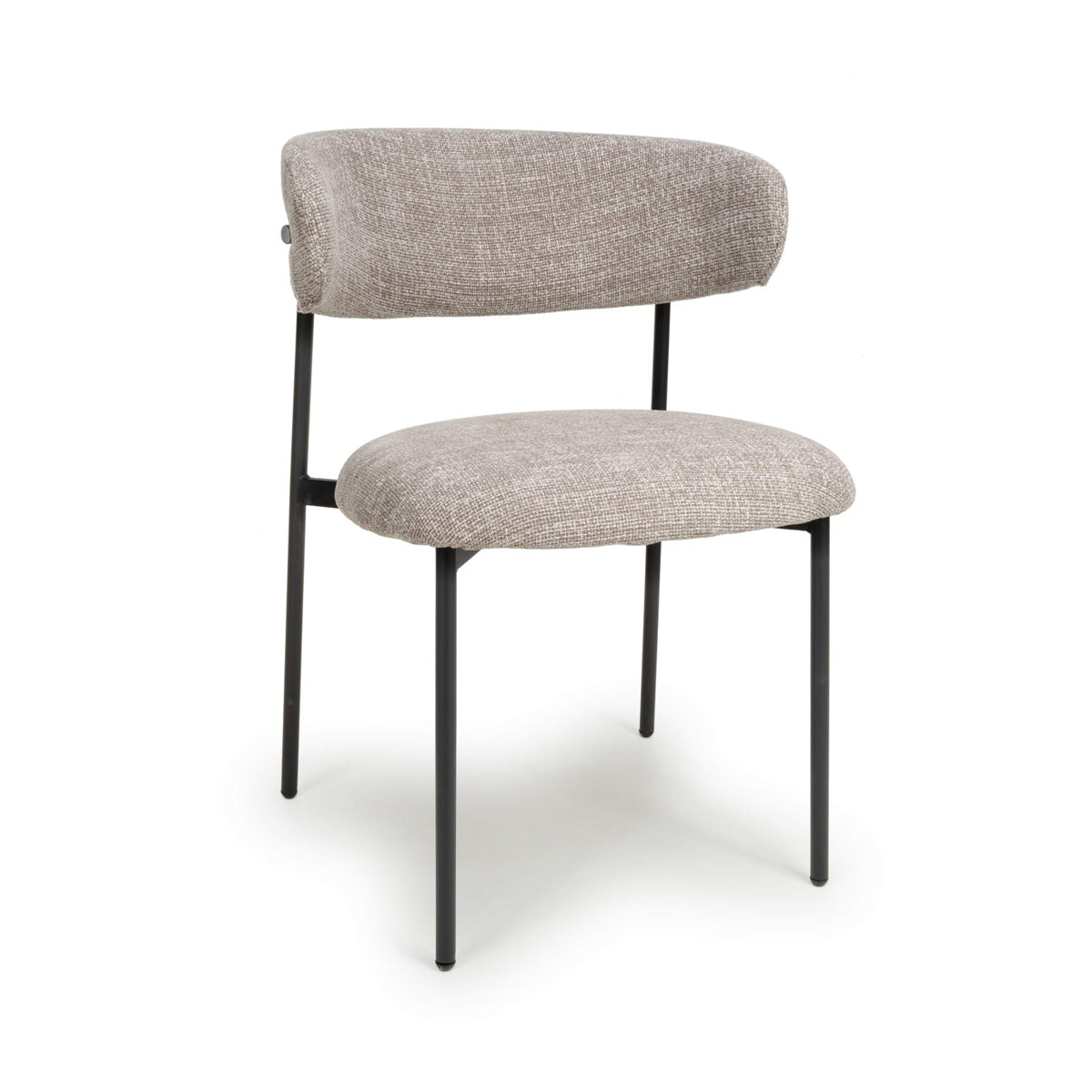 Tweed Fabric Dining Chairs in Set Of 2 With Black Metal Frame - Marisa