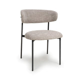 Tweed Fabric Dining Chairs in Set Of 2 With Black Metal Frame - Marisa