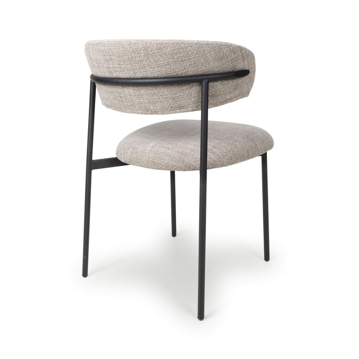 Tweed Fabric Dining Chairs in Set Of 2 With Black Metal Frame - Marisa