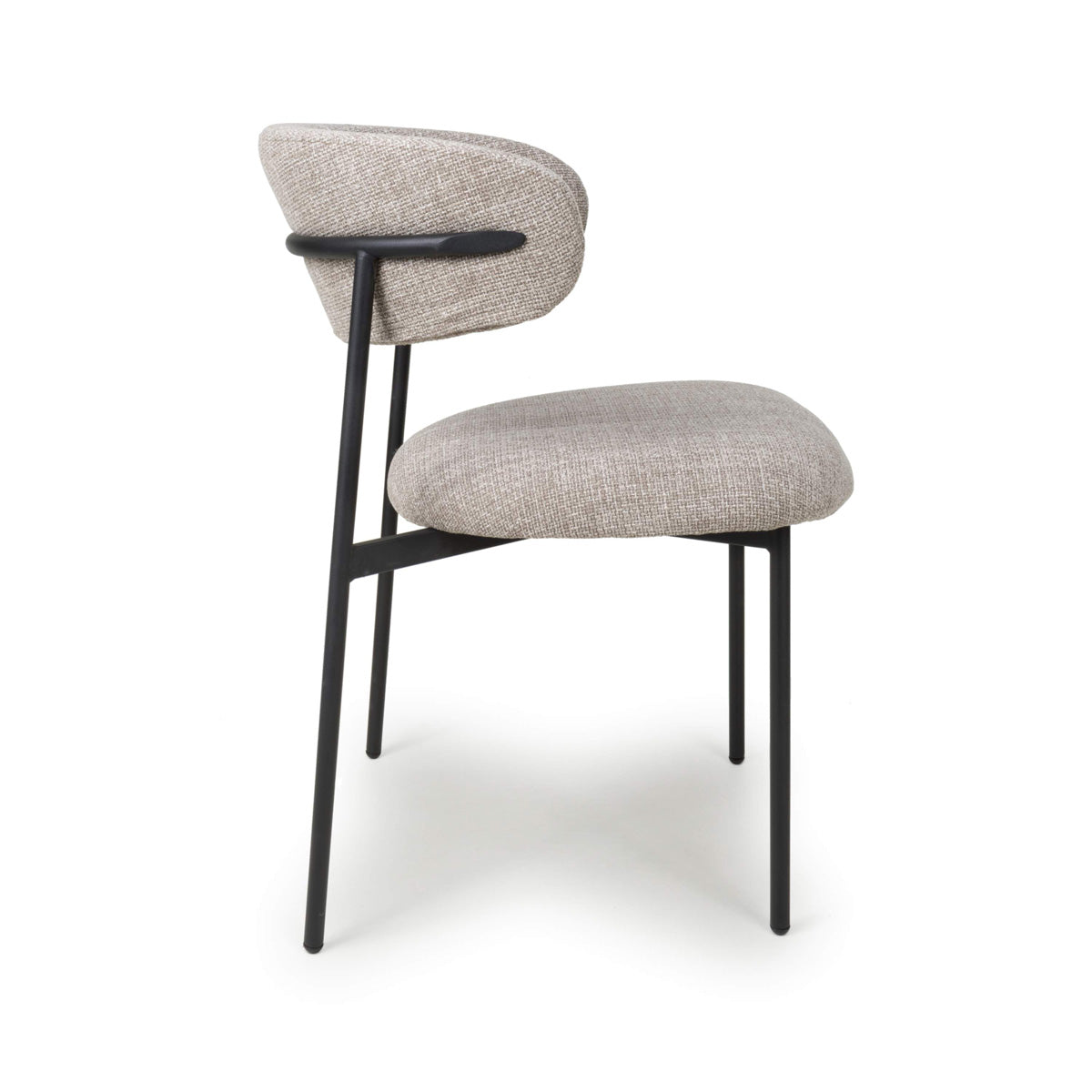 Tweed Fabric Dining Chairs in Set Of 2 With Black Metal Frame - Marisa