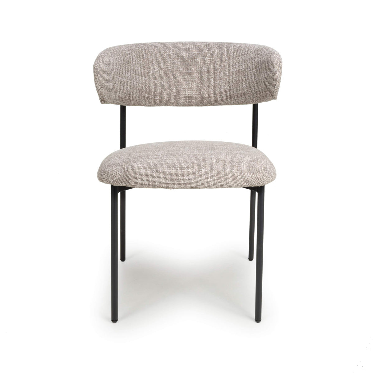 Tweed Fabric Dining Chairs in Set Of 2 With Black Metal Frame - Marisa
