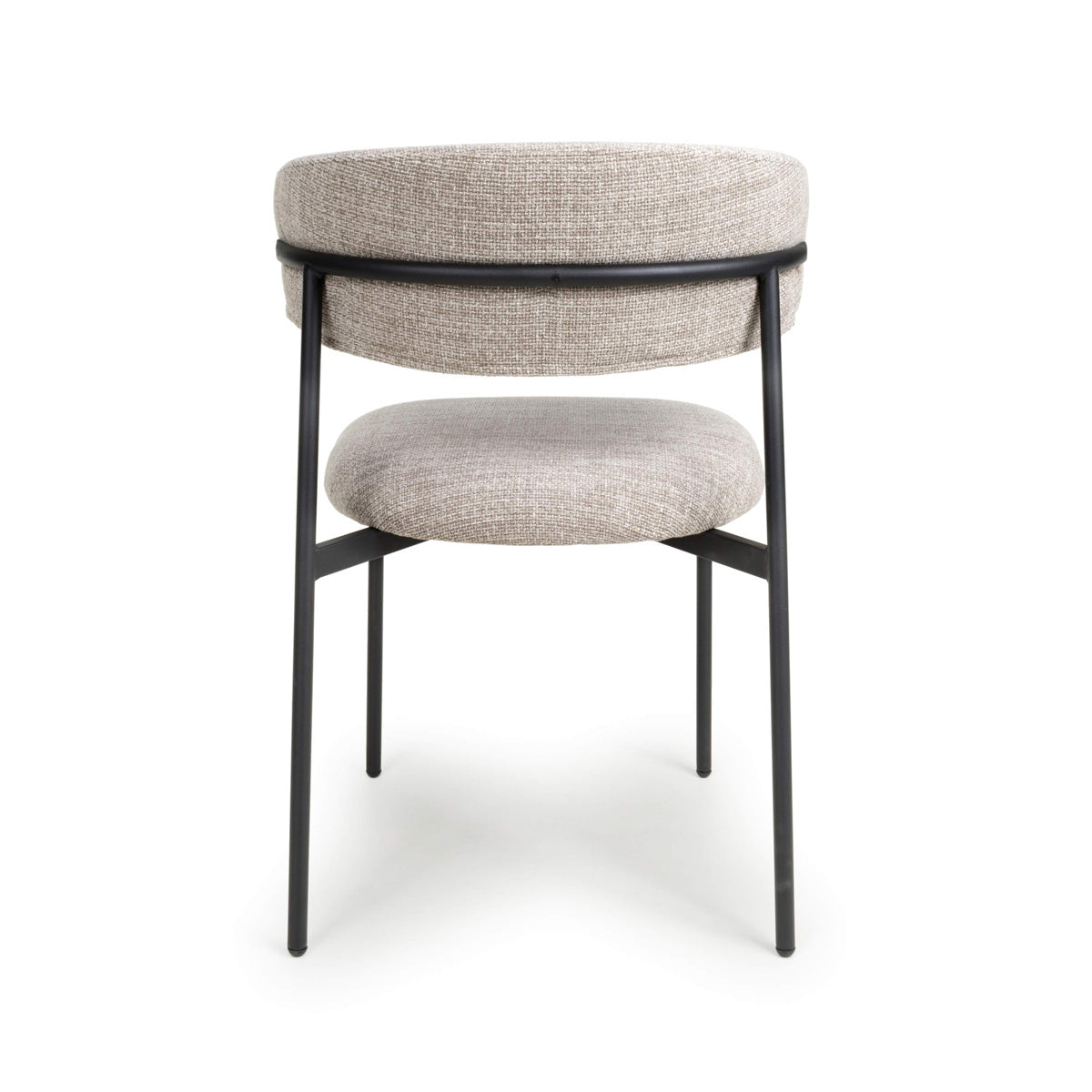 Tweed Fabric Dining Chairs in Set Of 2 With Black Metal Frame - Marisa