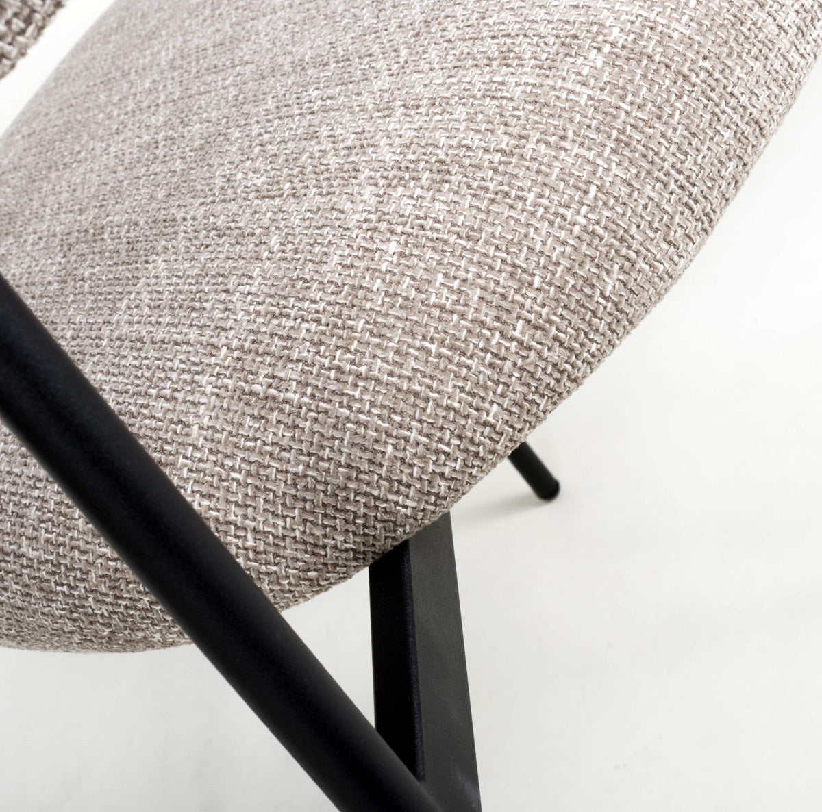 Tweed Fabric Dining Chairs in Set Of 2 With Black Metal Frame - Marisa