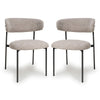 Tweed Fabric Dining Chairs in Set Of 2 With Black Metal Frame - Marisa