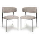 Tweed Fabric Dining Chairs in Set Of 2 With Black Metal Frame - Marisa