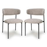 Tweed Fabric Dining Chairs in Set Of 2 With Black Metal Frame - Marisa