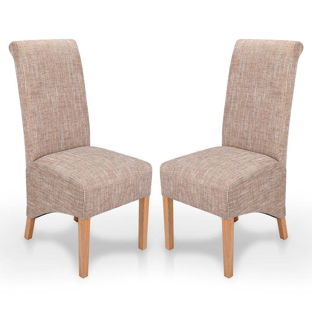 Tweed Fabric Dining Chairs in Set Of 2 - Krista