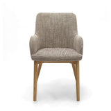Tweed Fabric Dining Chairs in Set Of 2 With Natural Rubberwood Legs - Sidcup