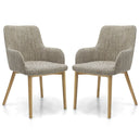 Tweed Fabric Dining Chairs in Set Of 2 With Natural Rubberwood Legs - Sidcup