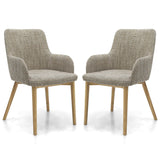 Tweed Fabric Dining Chairs in Set Of 2 With Natural Rubberwood Legs - Sidcup