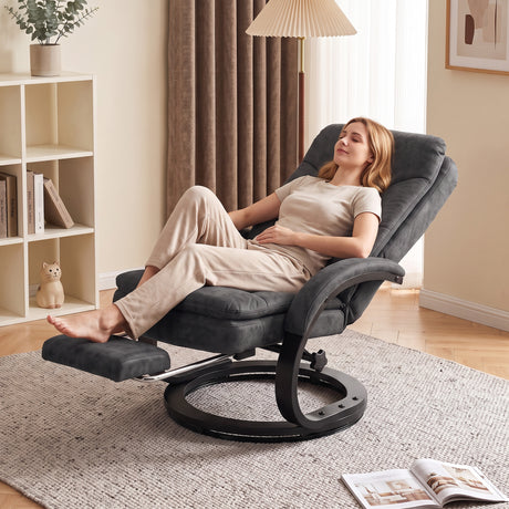 Velvet Recliner Armchair 68cm Wide With Retractable Footrest - Velmora