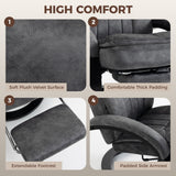 Velvet Recliner Armchair 68cm Wide With Retractable Footrest - Velmora