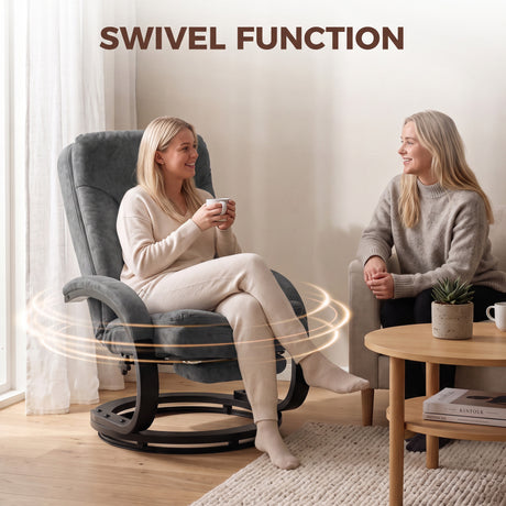 Velvet Recliner Armchair 68cm Wide With Retractable Footrest - Velmora