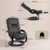 Velvet Recliner Armchair 68cm Wide With Retractable Footrest - Velmora