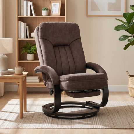 Velvet Recliner Armchair 68cm Wide With Retractable Footrest - Velmora