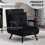 Velvet 1 Seater Sofa Bed 63cm Wide With 1 Pillow - Velmora