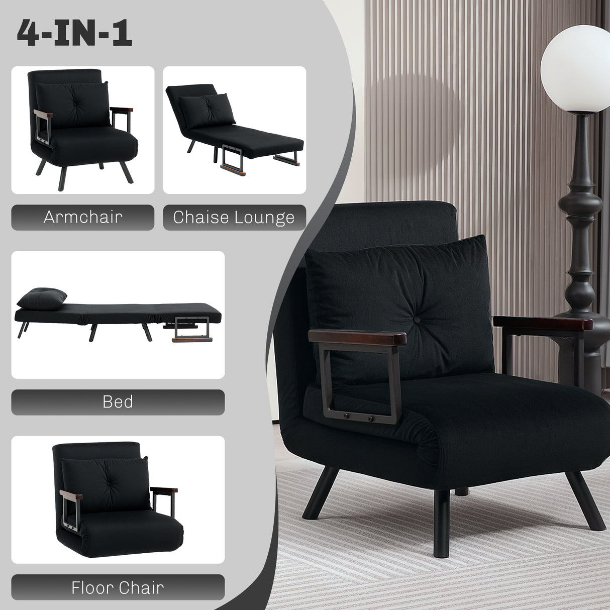 Velvet 1 Seater Sofa Bed 63cm Wide With 1 Pillow - Velmora