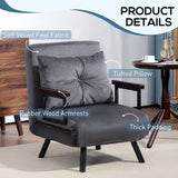 Velvet 1 Seater Sofa Bed 63cm Wide With 1 Pillow - Velmora