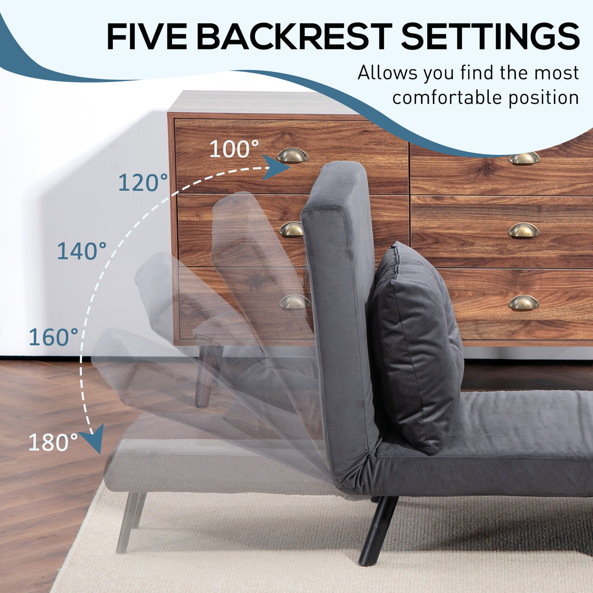 Velvet 1 Seater Sofa Bed 63cm Wide With 1 Pillow - Velmora