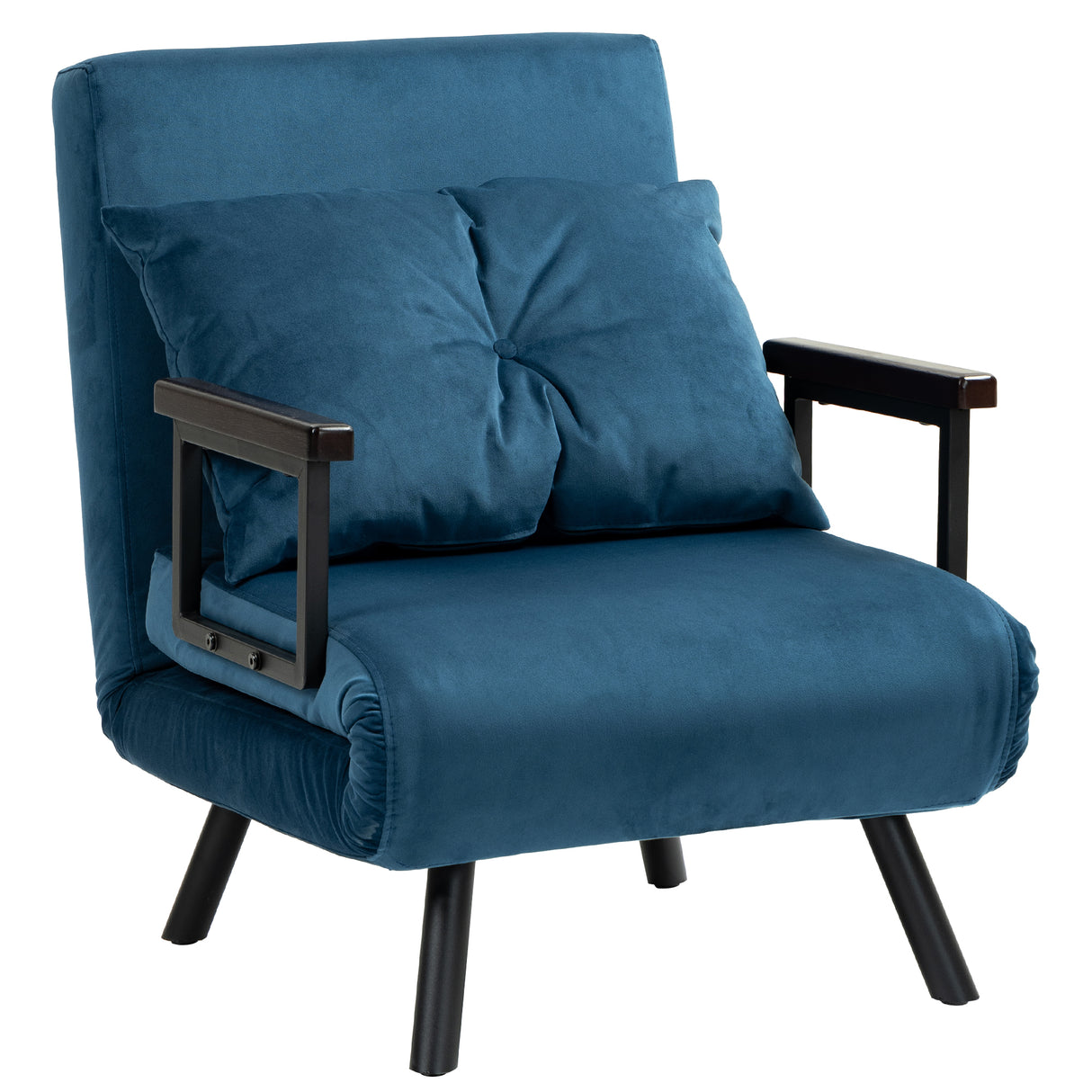 Velvet 1 Seater Sofa Bed 63cm Wide With 1 Pillow - Velmora